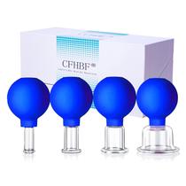Conjunto de terapia de ventosas faciais CFHBF Glass com copo de silicone azul