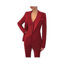 Conjunto De Terno Feminino plus Size Elegante Para Negócios: Blazer, Colete E Calça Reta De Manga