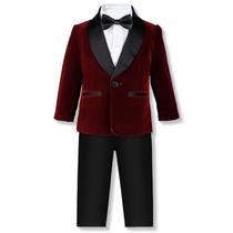 Conjunto de terno formal de smoking masculino Sangtree Burgundy 3-4 anos