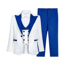 Conjunto De Terno Formal Infantil De 4 Peças Com Jaqueta Ajustável Na Cintura, Calças, Colete E