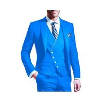 Conjunto De Terno Formal Masculino De 3 Peças Em Cor Sólida Para Casamento Com Colete De Botão Único