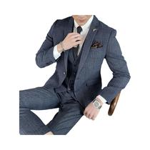 Conjunto De Terno Masculino Estilo Britânico Coreano Com Estampa Xadrez, Colete E Calças, Alta