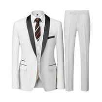 Conjunto De Terno Slim Fit Masculino Preto De Tamanho Grande Com Três Peças Para Casamento De