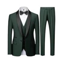 Conjunto De Terno Slim Fit Masculino Preto De Tamanho Grande Com Três Peças Para Casamento De