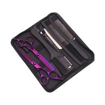 Conjunto De Tesouras De Cabeleireiro Pretas De 6 Polegadas Com Tesoura De Desbaste E Pente Navalha