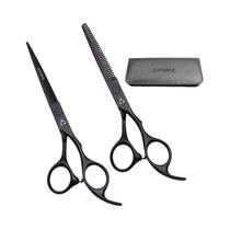 Conjunto de tesouras de cabeleireiro profissional 55 60 desbaste barbeiro corte de cabelo 440C aço