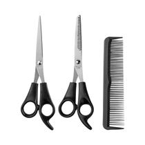 Conjunto De Tesouras De Cabelo Em Aço Inoxidável Com Tesoura De Desbaste E Pente Para Barbeiro Em