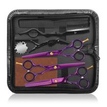 Conjunto de tesouras de cabelo Ethyxe 9 unidades de aço inoxidável Barber Purple