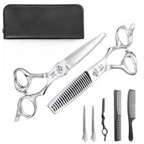 Conjunto de tesouras de cabelo JASON 6 tesouras de cabelo para barbeiro 440C Steel