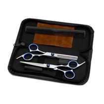 Conjunto de tesouras para cortar cabelo em aço inoxidável, 2 peças com pente Conjunto de tesouras para cortar cabelo em aço inoxidável, 2 peças com pente
