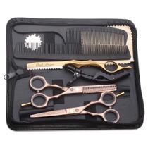 Conjunto de tesouras para cortar cabelo Purple Dragon de 5,5 polegadas com navalha Conjunto de tesouras para cortar cabelo Purple Dragon de 5,5 polegadas com navalha