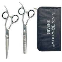 Conjunto de Tesouras para Corte de Cabelo BLACK WIDOW 6" Aço Japonês