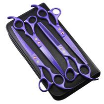 Conjunto de tesouras para cuidar de animais de estimação Purple Dragon Professional 18 cm Conjunto de tesouras para cuidar de animais de estimação Purple Dragon Professional 18 cm