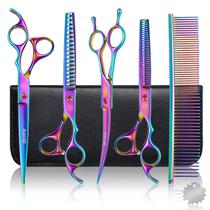 Conjunto de tesouras para cuidar de cães Moontay 18 cm/20 cm com pente