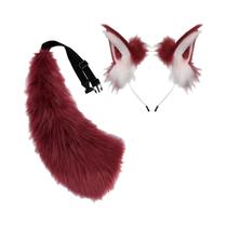 Conjunto De Tiara Com Orelhas De Animais De Pelúcia E Cauda Para Festa E Cosplay, 2 Peças, Estilo
