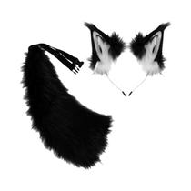 Conjunto De Tiara Com Orelhas De Animais De Pelúcia E Cauda Para Festa E Cosplay, 2 Peças, Estilo