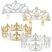 Conjunto de tiara de liga leve Henoyso, 4 peças, Prom King Queen Crowns