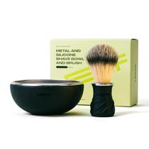 Conjunto de Tigela e Pincel para Barbear Leaf Shave em Aço Inoxidável