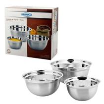 Conjunto de Tigelas 3 Peças Suprema em Aço Inox Durável Brinox - 2107/100 Conjunto de Tigelas 3 Peças Suprema em Aço Inox Durável Brinox - 2107/100