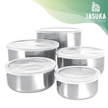 Conjunto De Tigelas Aço Inox 5 Peças Com Tampa Resistente