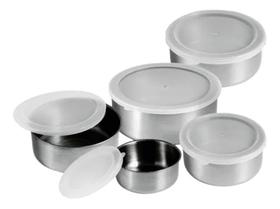 Conjunto De Tigelas Aço Inox 5 Peças Com Tampa Resistente