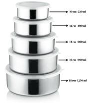 Conjunto De Tigelas Aço Inox 5 Peças Potes com Tampa Resistente Conjunto De Tigelas Aço Inox 5 Peças Potes com Tampa Resistente