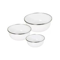 Conjunto de Tigelas Bojudas 3pçs Esmaltadas Mãe Ágata Branco