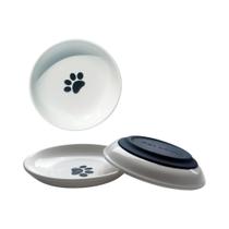Conjunto De Tigelas De Cerâmica Para Gatos 3 Peças: Pratos Rasos E Largos Antifadiga Para Gatinhos,