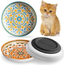 Conjunto de tigelas de comida para gatos Kitwinney em cerâmica antiderrapante com base de silicone