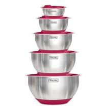 Conjunto de tigelas de mistura Viking Culinary em aço inoxidável 10 unidades vermelhas Conjunto de tigelas de mistura Viking Culinary em aço inoxidável 10 unidades vermelhas