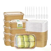 Conjunto de Tigelas de Papel Kaderron 880 ml (29 oz) com Tampa - Pacote com 50 Unidades