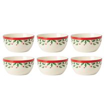 Conjunto de tigelas de sobremesa Lenox 893492 Holiday, 6 peças de Natal Conjunto de tigelas de sobremesa Lenox 893492 Holiday, 6 peças de Natal