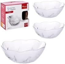 Conjunto de Tigelas de Vidro Tulip 380ml Kit com 3 Peças Sobremesa, Salada e Uso Diário