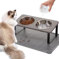 Conjunto de tigelas elevadas inclinadas 15 para gatos Summark em aço inoxidável Conjunto de tigelas elevadas inclinadas 15 para gatos Summark em aço inoxidável