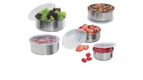 Conjunto de Tigelas em Aço Inox com Tampa 5 Peças ( 18923 ) Conjunto de Tigelas em Aço Inox com Tampa 5 Peças ( 18923 )