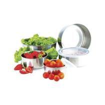 Conjunto de Tigelas Inox 5 Peças Potes Com Tampa Resistente