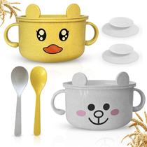 Conjunto de tigelas para bebês SnugglyBites Yellow White Wheat Straw Eco Conjunto de tigelas para bebês SnugglyBites Yellow White Wheat Straw Eco