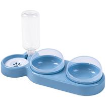 Conjunto de tigelas para gatos 3 em 1 com dispensador de água inclinado para animais de estimação