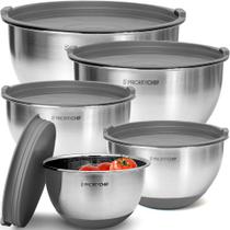 Conjunto de Tigelas para Mistura em Aço Inoxidável Priority Chef com Tampas