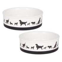 Conjunto de Tigelas para Pets Bone Dry Grande de Cerâmica Antiderrapante 19x6 cm