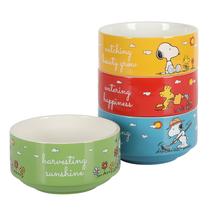 Conjunto de tigelas Peanuts Snoopy, pacote com 4, grés empilhável de 14 cm