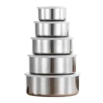 Conjunto de Tigelas Potes Aço Inox com Tampa 5 peças