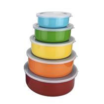 Conjunto De Tigelas Potes Bowls Vasilhas Inox 5 Peças Coloridas Com Tampa Plástica Conjunto De Tigelas Potes Bowls Vasilhas Inox 5 Peças Coloridas Com Tampa Plástica