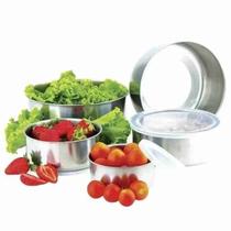 Conjunto de Tigelas Potes de Inox com Tampa 5 peças