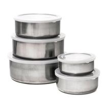 Conjunto de Tigelas Potes de Inox com Tampa 5 peças Conjunto de Tigelas Potes de Inox com Tampa 5 peças