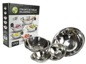 Conjunto de Tigelas Saladeiras em Aço Inox - 5 Peças Conjunto de Tigelas Saladeiras em Aço Inox - 5 Peças