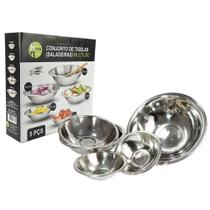 Conjunto de Tigelas Saladeiras Inox 5 Peças Cromado - Home & More