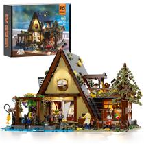 Conjunto de tijolos de construção FUNWHOLE A-Frame Cabin Lighting 2061 PCS
