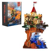 Conjunto de tijolos de construção FUNWHOLE Castle on The Cliff com LED 1044 unidades