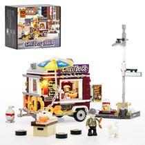 Conjunto de tijolos de construção FUNWHOLE Chili Dog Trailer com iluminação 515 unidades Conjunto de tijolos de construção FUNWHOLE Chili Dog Trailer com iluminação 515 unidades